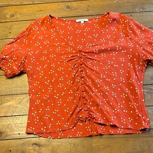 Madewell Orange Polka Dot Top